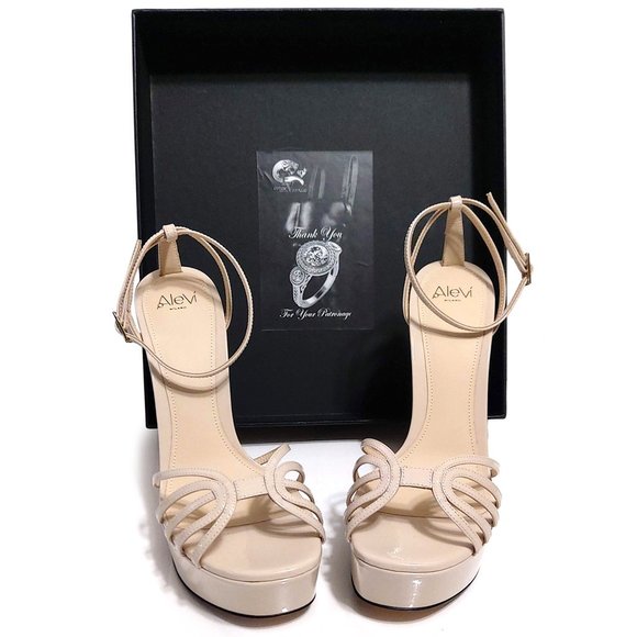 Alevi Milano Caterina Patent Sand Leather Women 38.5 EUR Platform Sandals - Picture 4 of 9